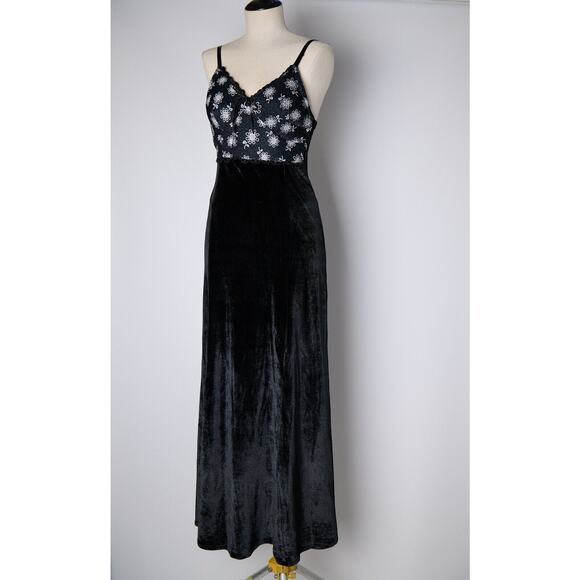Vtg Y2K Helios Maxi Dress XS Velvet Witchy Goth Whimsigoth Fairy Grunge Floral - Picture 7 of 15
